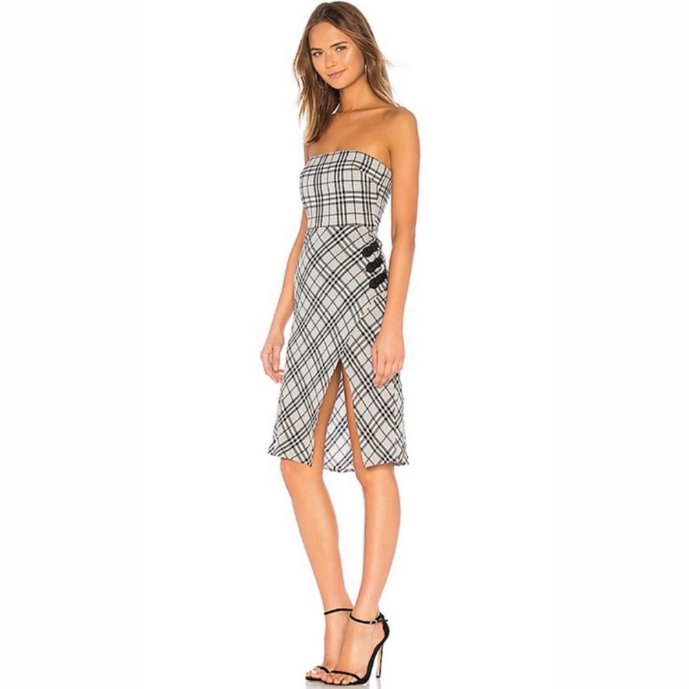 Majorelle Kara Plaid Buckle Detail Midi Dress size Medium